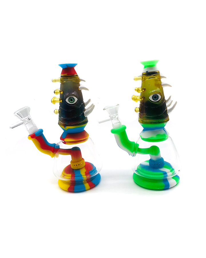 720_900 4Silicone Smoking Bong Mix Color Glass Smoking Water Pipe Tobacco Smoking Accessories HN02
