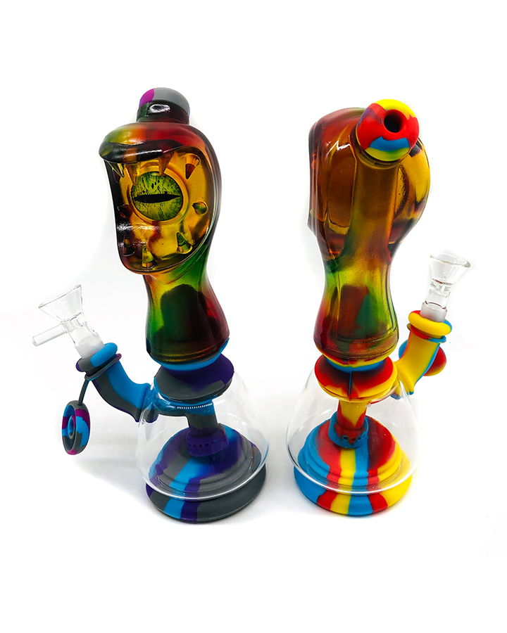 720_900 4Silicone Smoking Bong Mix Color Glass Smoking Water Pipe Tobacco Smoking Accessories HN03