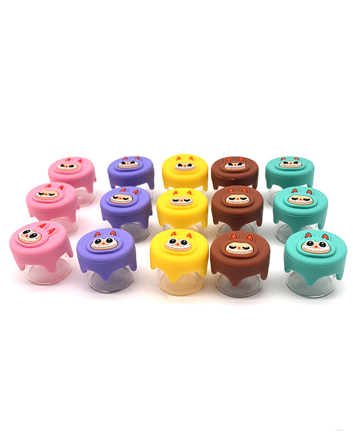 720_900 5Silicone&Glass Jar LABU Patterns Small CBD Tobacco/Weed Stash Cans Smoking Accessories