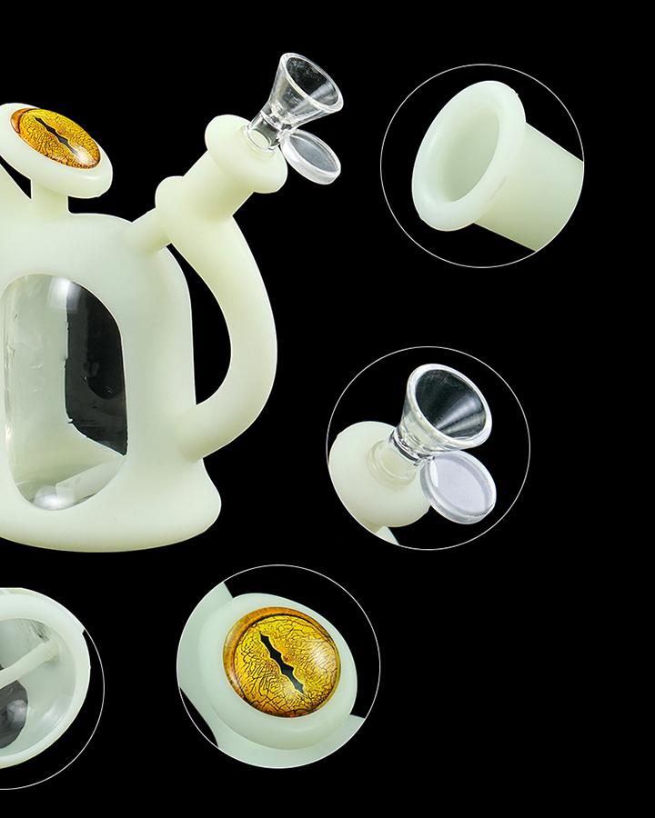 720_900 5Silicone Smoking Bong Glow In Dark Glass Smoking Water Pipe Tobacco Smoking Accessories