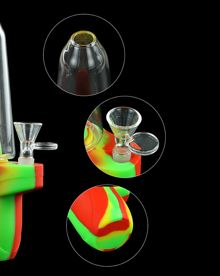 720_900 5Silicone Smoking Bong Mix Color Glass Smoking Water Pipe Tobacco Smoking Accessories