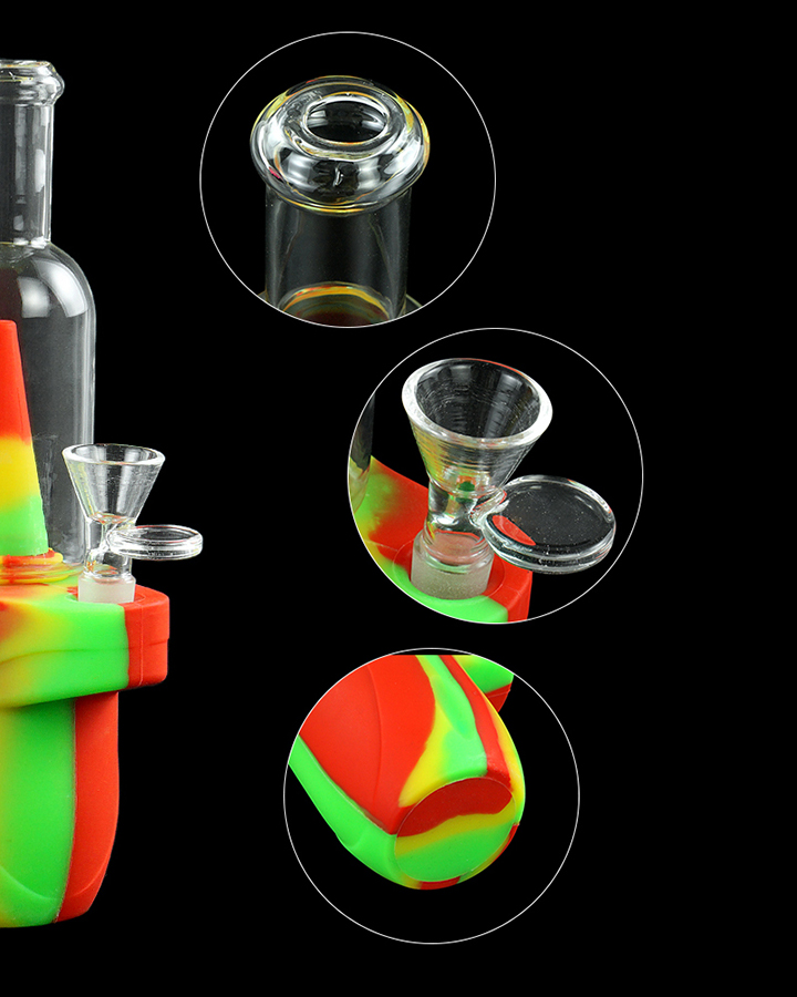 720_900 5Silicone Smoking Bong Mix Color Glass Smoking Water Pipe Tobacco Smoking Accessories H179-2