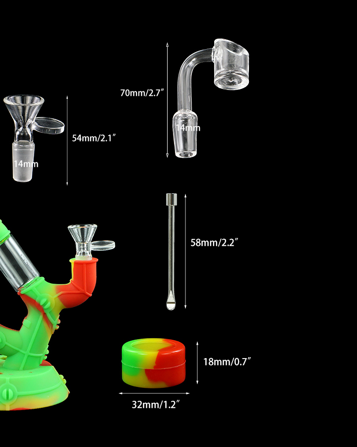 720_900 5Silicone Smoking Bong Mix Color Glass Smoking Water Pipe Tobacco Smoking Accessories H185