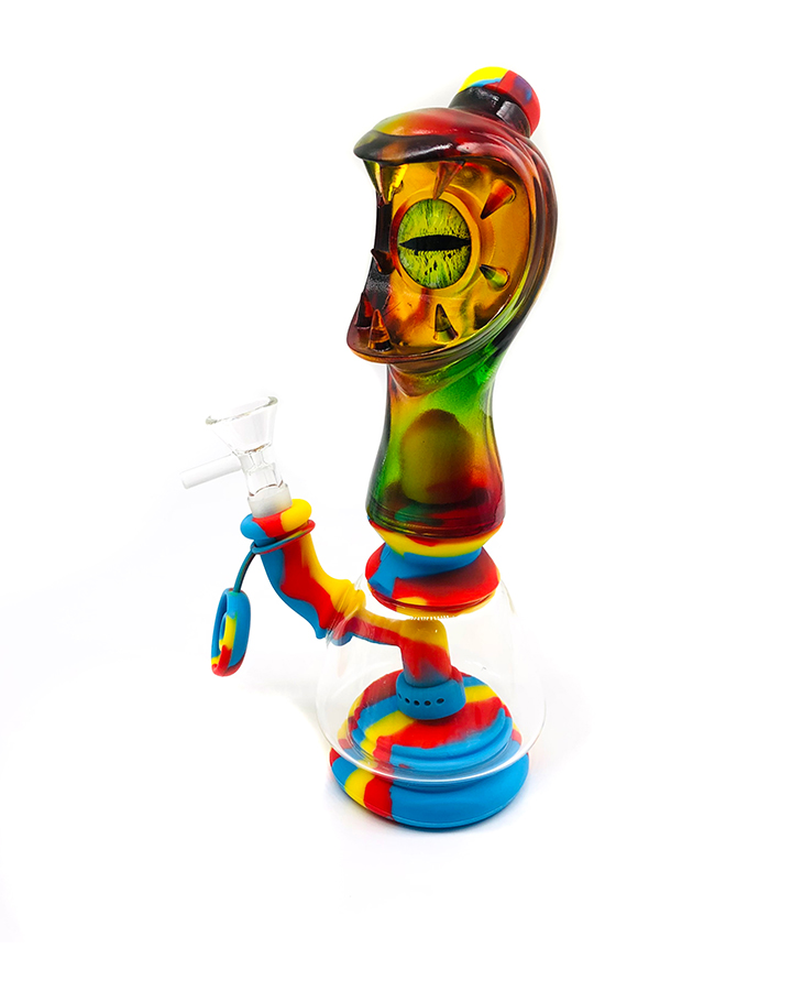 720_900 5Silicone Smoking Bong Mix Color Glass Smoking Water Pipe Tobacco Smoking Accessories HN03