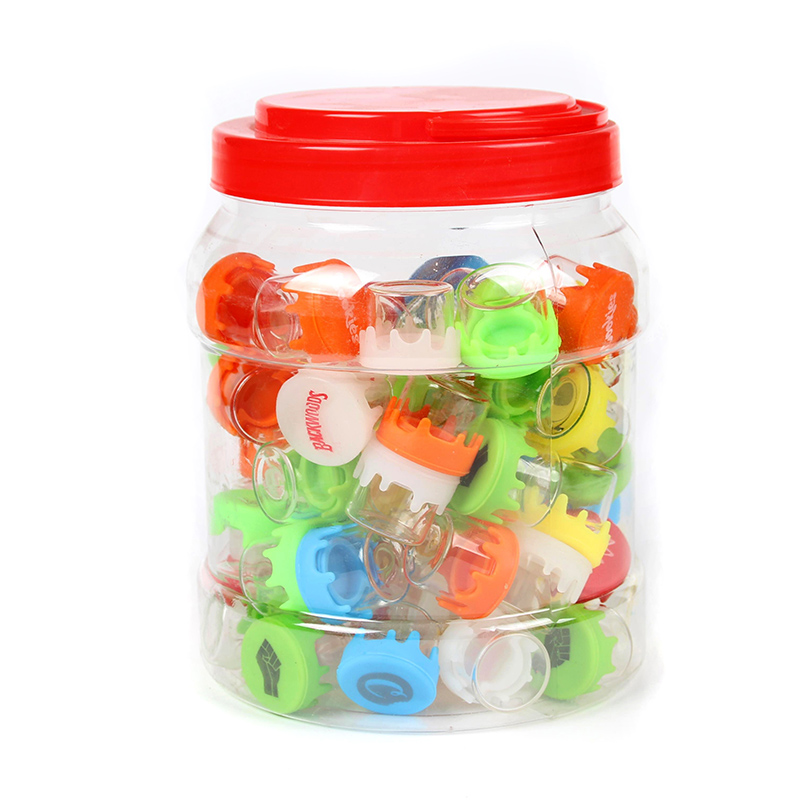 Silicone&Glass Jar Small Size CBD Weed/Tobacco Glass Jar Mix Printing Smoking Accessories