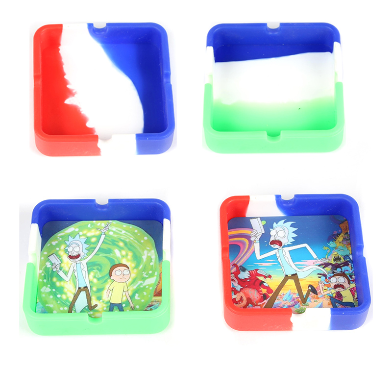 Silicone Square Ashtray Rick&Morty Printing Smoking Accessories