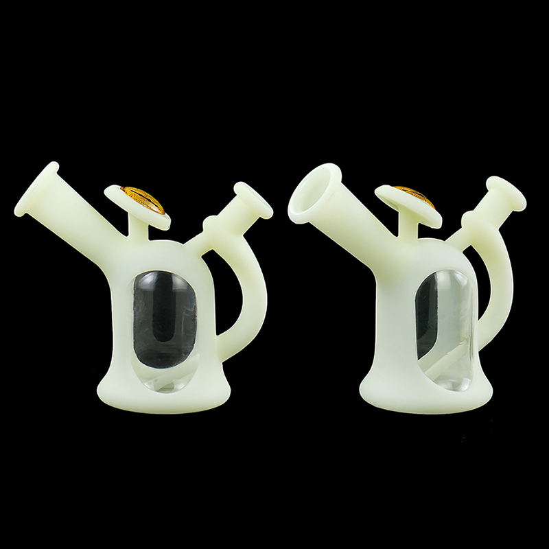 Silicone Smoking Bong Glow In Dark Glass Smoking Water Pipe Tobacco Smoking Accessories