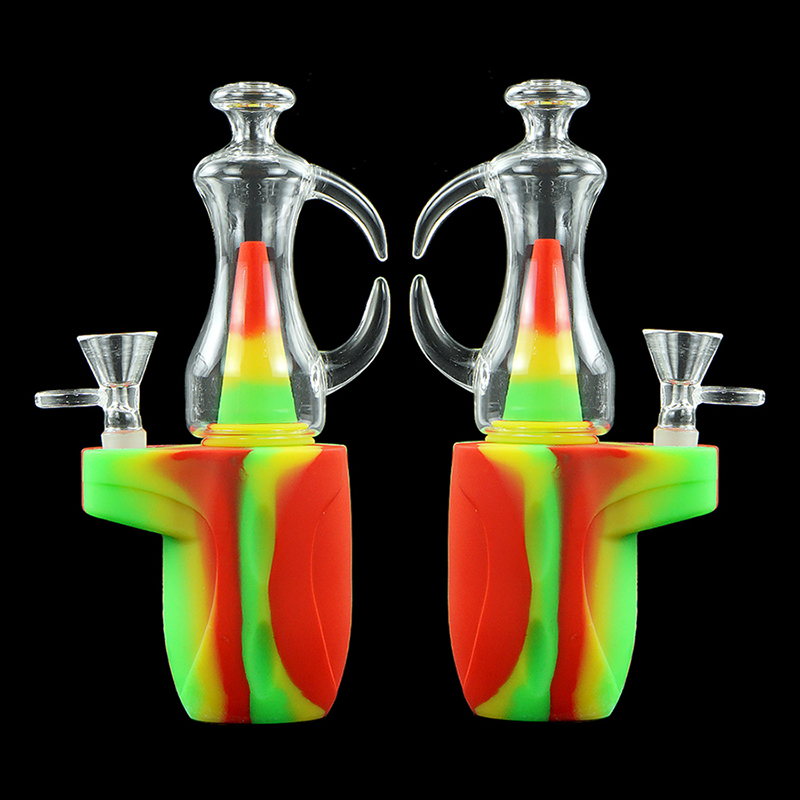 Silicone Smoking Bong Mix Color Glass Smoking Water Pipe Tobacco Smoking Accessories H179-1