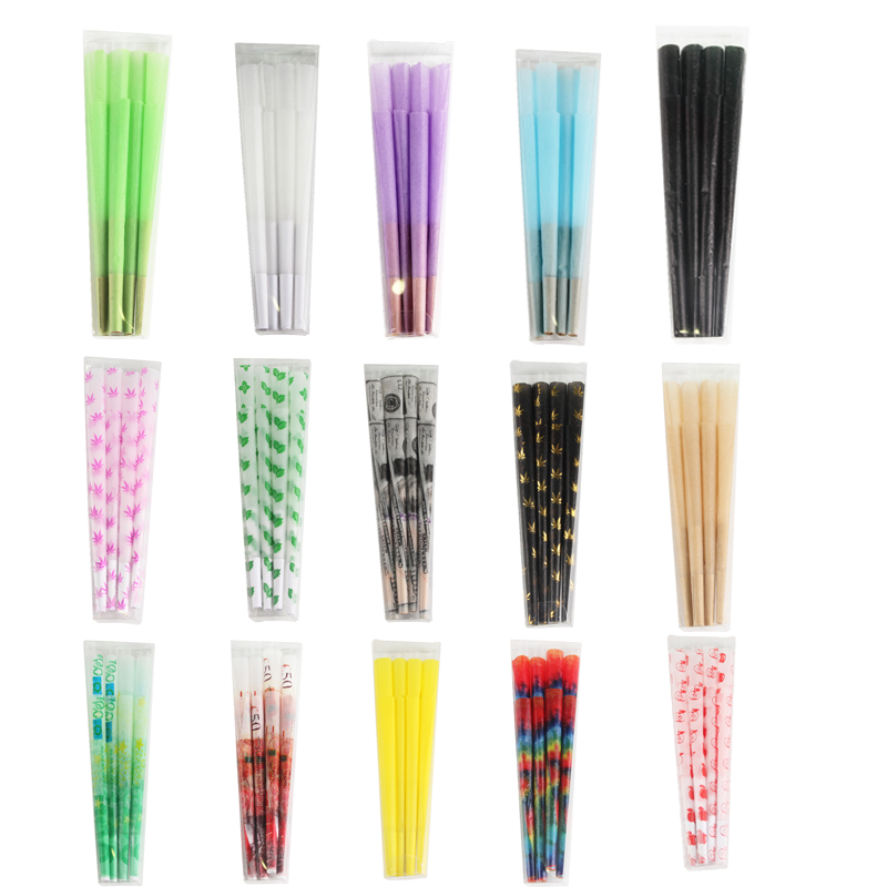 Pre-Rolled Cone Smoking Rolling Paper 11/4 And King Size Mix Color Flavors And Pattern 3PCS