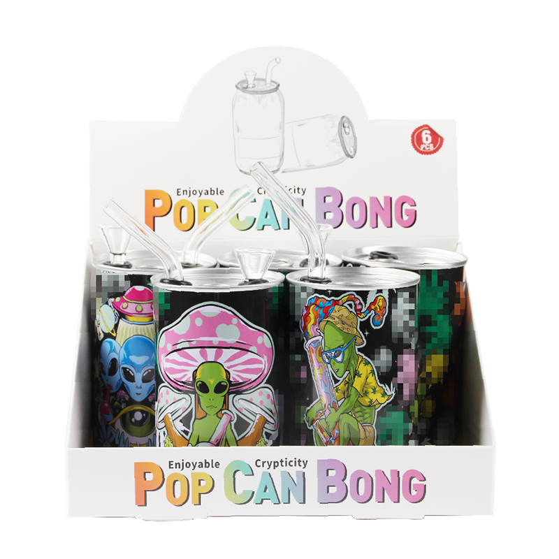 POP CANS Glass Bong Water Smoking Pipe OEM Custom