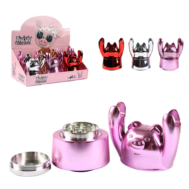 Hands Up Herb Grinder Zinc Alloy+Plastic Cat 4 Layers Tobacco Grinder Weed Crusher Custom Logo OEM