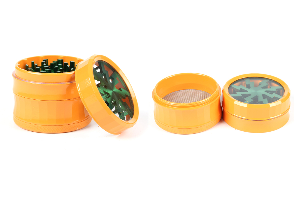 1010_70663MM Herb Grinder 4 Parts Orange Color Weed/Tobacco Grinder Smoking Accessories