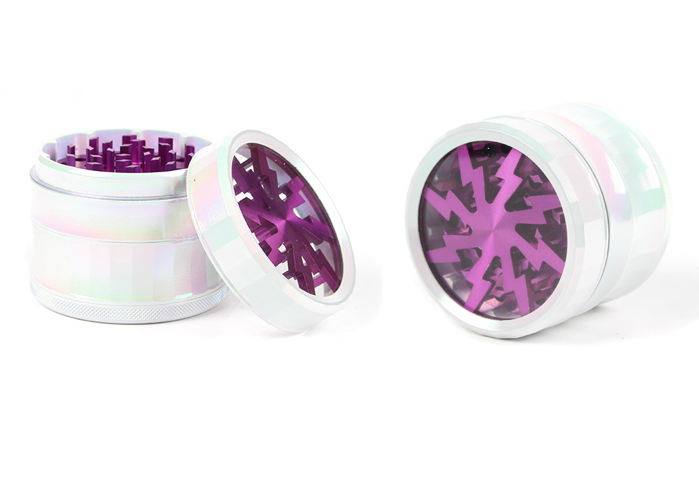 1010_70663MM Herb Grinder 4 Parts White Color Weed/Tobacco Grinder With Flash Window Smoking Accessories