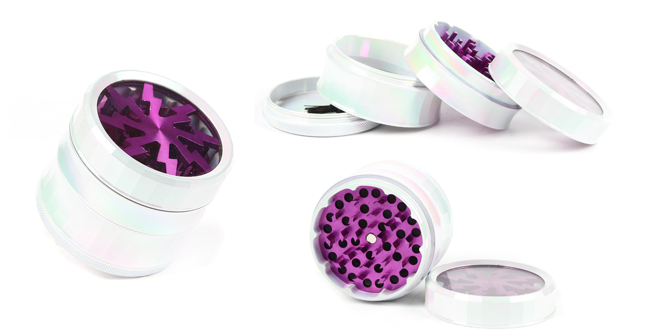 1315_67263MM Herb Grinder 4 Parts White Color Weed/Tobacco Grinder With Flash Window Smoking Accessories