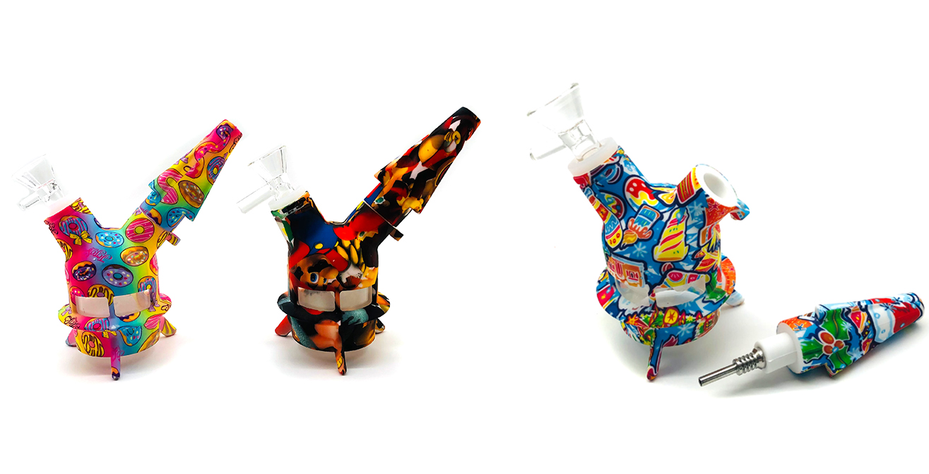 1315_672Silicone&Glass Smoking Bong Glass Bowl Smoking Water Pipe Tobacco Smoking Accessories HN25