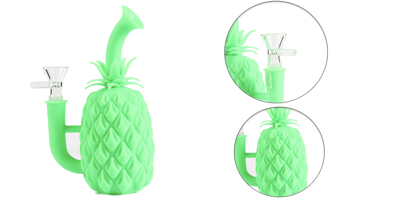 1315_672-恢复的Silicone Smoking Bong Glass Bowl Pinapple Type Smoking Water Pipe Tobacco Smoking Accessories HN09