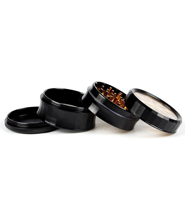596_70663MM Herb Grinder 4 Parts Black Color Weed/Tobacco Grinder With Flash Window Smoking Accessories