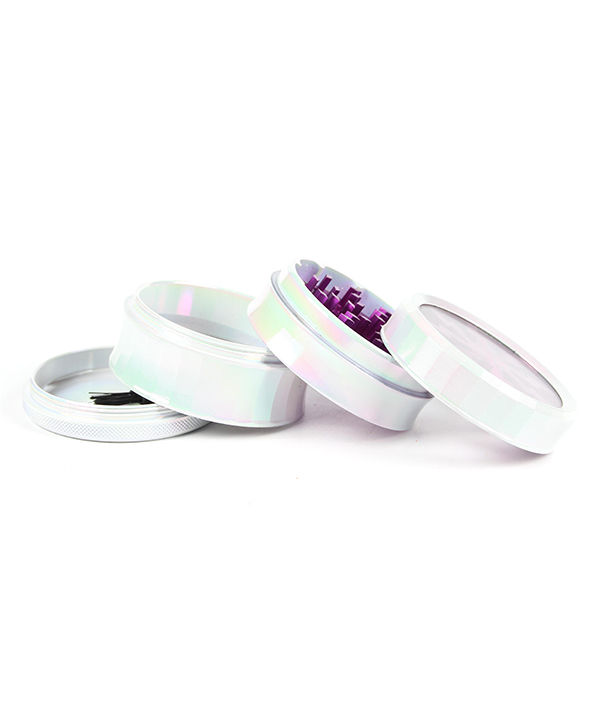 596_70663MM Herb Grinder 4 Parts White Color Weed/Tobacco Grinder With Flash Window Smoking Accessories