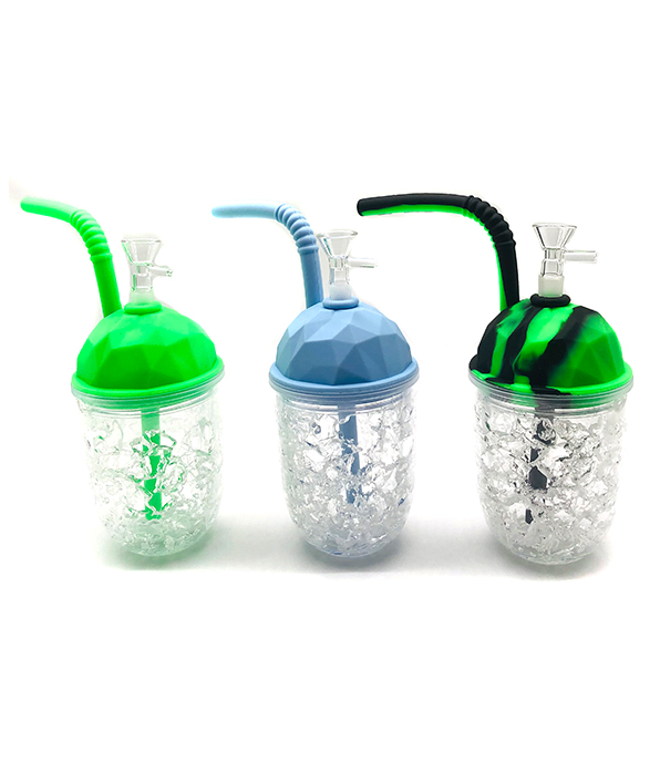 596_706-恢复的Silicone&Glass Smoking Bong Glass Bowl Cup Type Smoking Water Pipe Tobacco Smoking Accessories HN11