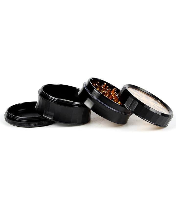 720_900 263MM Herb Grinder 4 Parts Black Color Weed/Tobacco Grinder With Flash Window Smoking Accessories