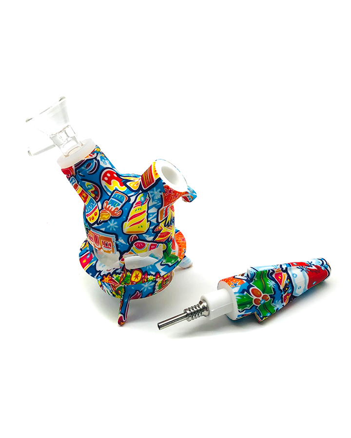 720_900 2Silicone&Glass Smoking Bong Glass Bowl Smoking Water Pipe Tobacco Smoking Accessories HN25