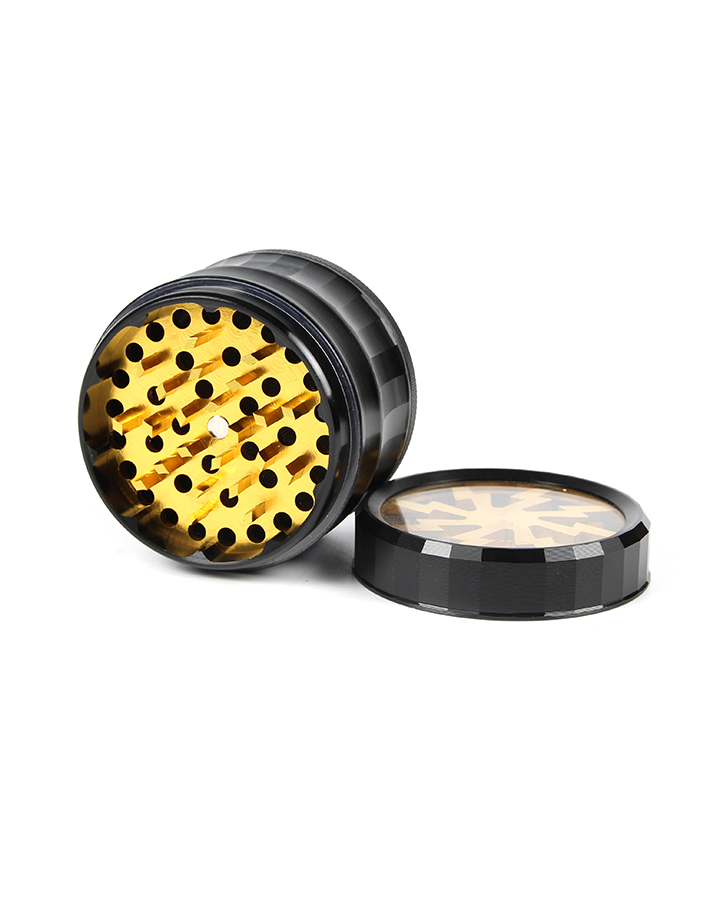 720_900 363MM Herb Grinder 4 Parts Black Color Weed/Tobacco Grinder With Flash Window Smoking Accessories
