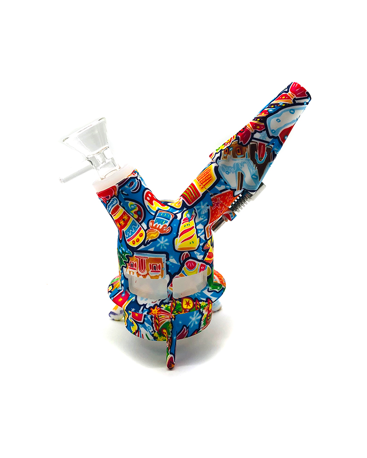 720_900 3Silicone&Glass Smoking Bong Glass Bowl Smoking Water Pipe Tobacco Smoking Accessories HN25