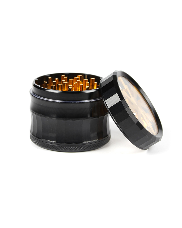 720_900 463MM Herb Grinder 4 Parts Black Color Weed/Tobacco Grinder With Flash Window Smoking Accessories