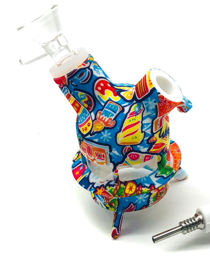 720_900 4Silicone&Glass Smoking Bong Glass Bowl Smoking Water Pipe Tobacco Smoking Accessories HN25