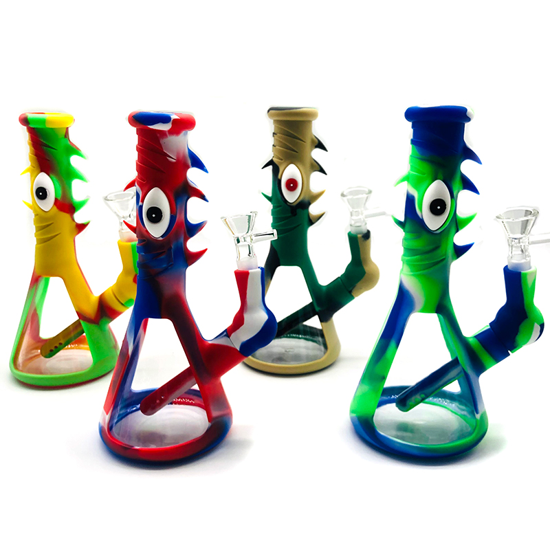 Silicone Smoking Bong Mix Color Glass Bowl Smoking Water Pipe Tobacco Smoking Accessories HN05