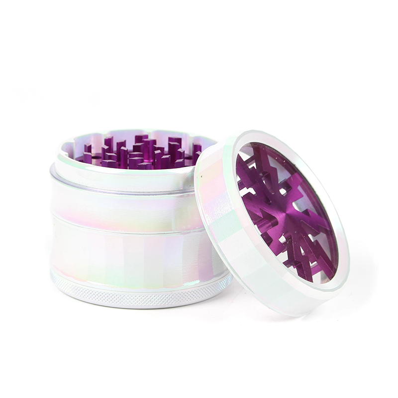 63MM Herb Grinder 4 Parts White Color Weed/Tobacco Grinder With Flash Window Smoking Accessories