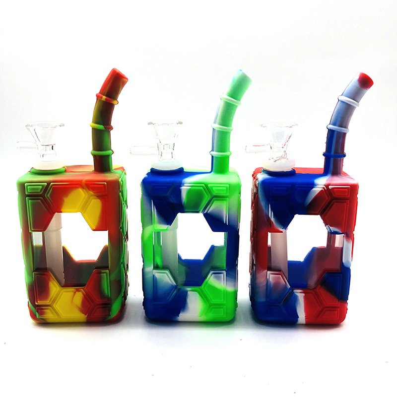 Silicone Smoking Pipe Drink Bottle Mix Color Glass Bowl Smoking Water Pipe Tobacco Smoking Accessories HN06