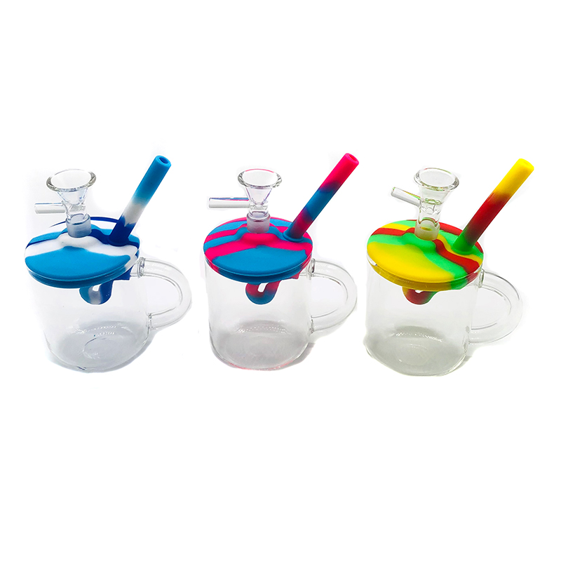 Silicone&Glass Smoking Bong Glass Bowl Cup Type Smoking Water Pipe Tobacco Smoking Accessories HN10