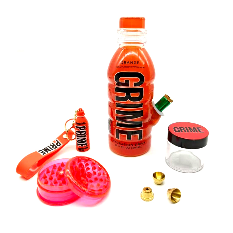Beer Glass Bong With Keychain Plastic Herb Grinder Glass Jar Smoking Kits