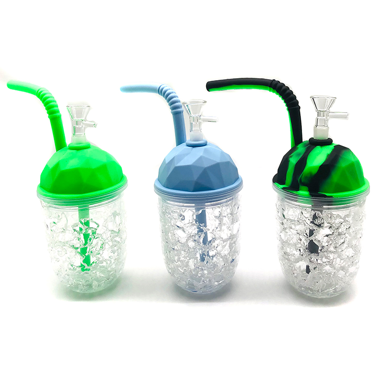 Silicone&Glass Smoking Bong Glass Bowl Cup Type Smoking Water Pipe Tobacco Smoking Accessories HN11