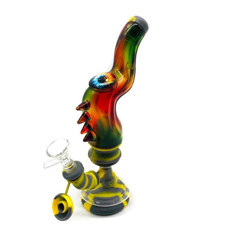 Silicone&Glass Smoking Bong Mix Color Glass Smoking Water Pipe Tobacco Smoking Accessories HN04