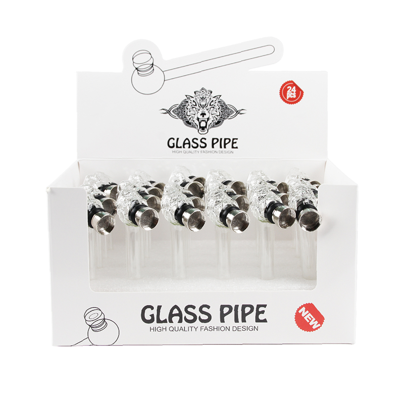 Skull Smoking Glass Pipe Smoking Accessories Set Transparent Color OEM Custom
