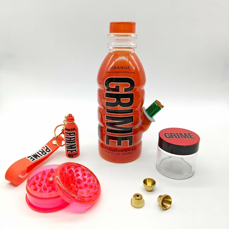 Beer Glass Bong With Keychain Plastic Herb Grinder Glass Jar Smoking Kits