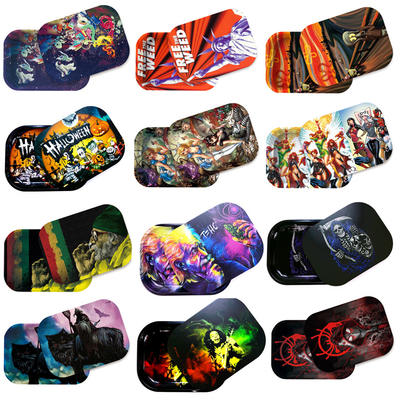28.8*18.8cm Metal Tobacco Rolling Tray With Lid Accept OEM Customization Logo