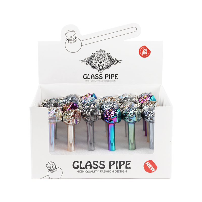 Skull Smoking Glass Pipe Smoking Accessories Set Mix Colors OEM Custom