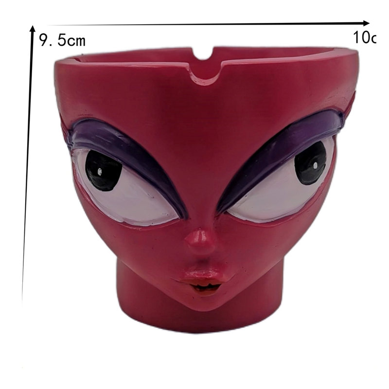Aliens Face Ashtray With Smoking Small Size Mix Colors 9.5cm OEM