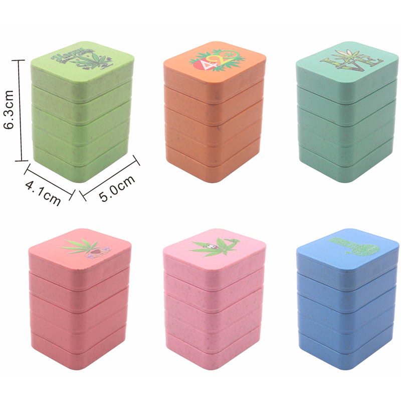 Degradable Plastics Herb Grinder 63mm 4Layers/3Layers 420-leaf Tobacco Crusher Custom Designs Patterns