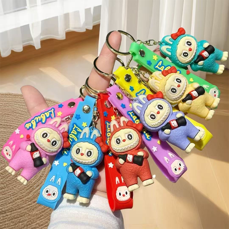 Resin Hot Selling Labubu flocking Keychain OEM Custom