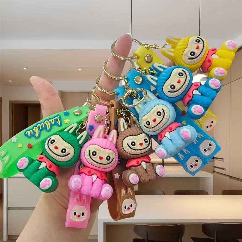 Resin Hot Selling Labubu flocking Keychain OEM Custom