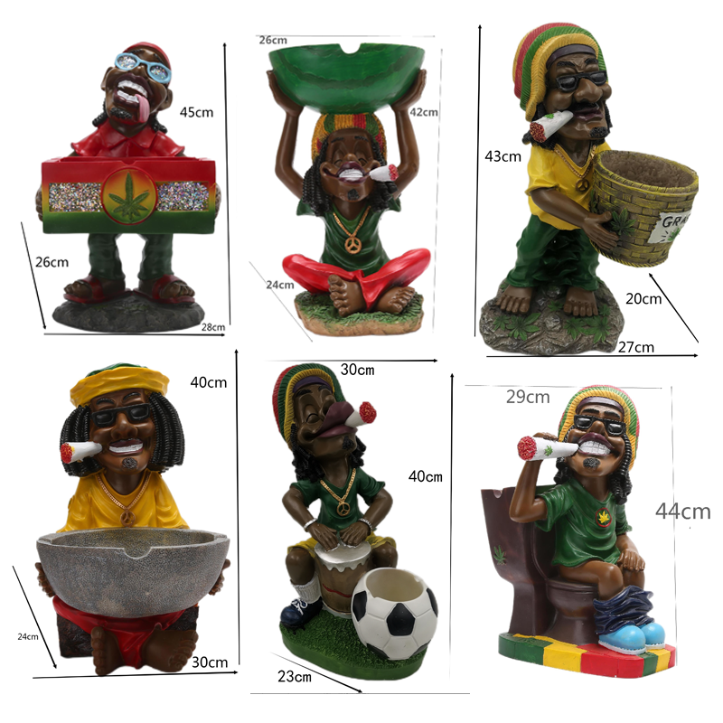 Bob Marley Smoking Ashtray With Cigarette Big Size Mix Designs 45cm OEM Good Quality