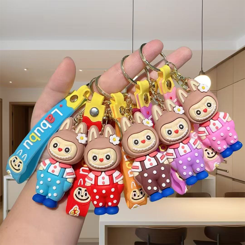 Resin Hot Selling Labubu flocking Keychain OEM Custom
