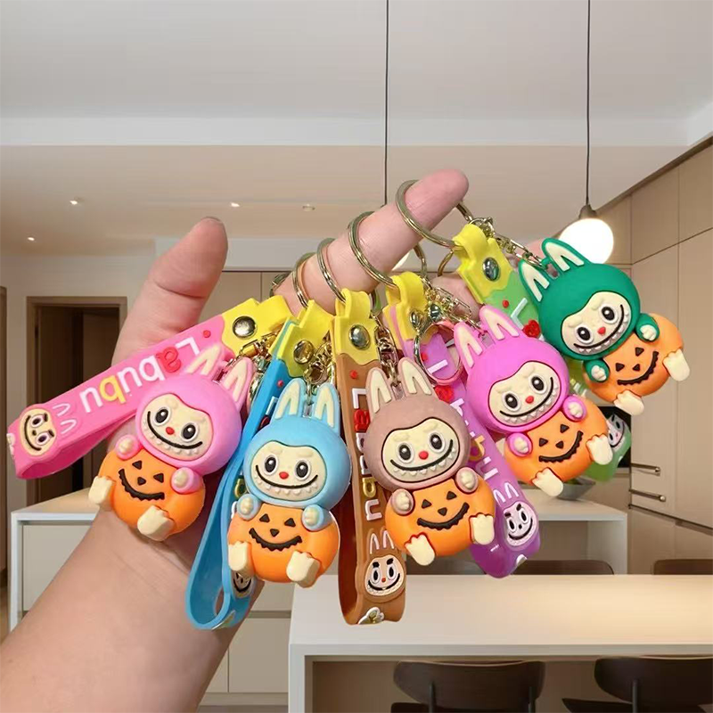 Resin Hot Selling Labubu flocking Keychain OEM Custom