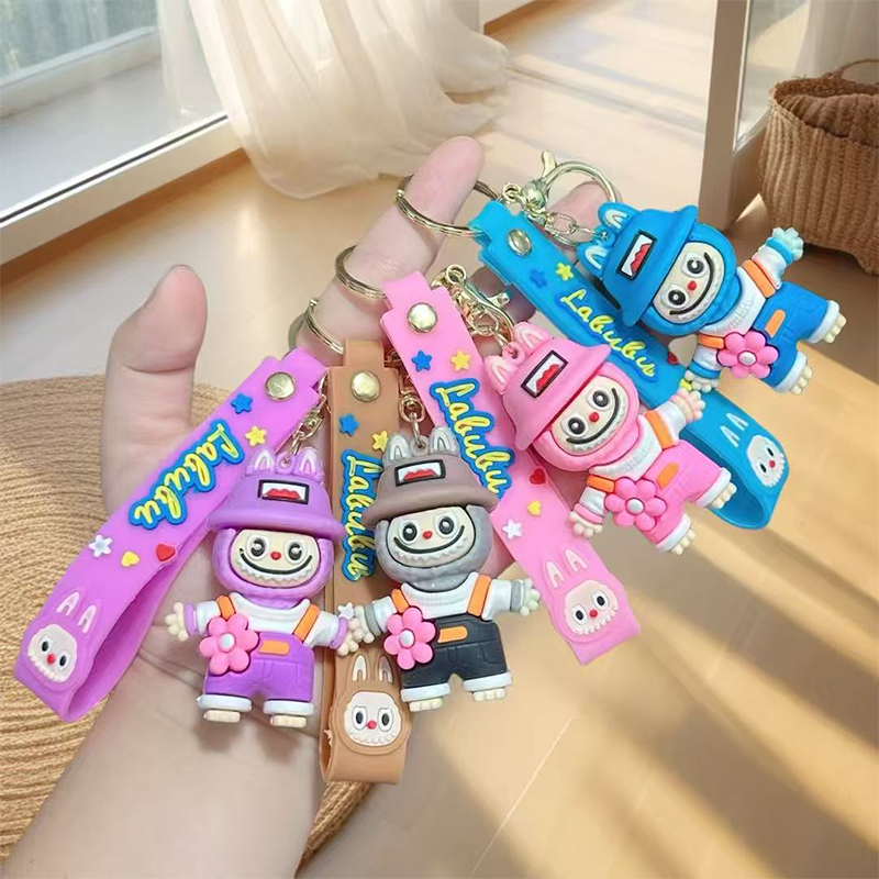 Resin Hot Selling Labubu flocking Keychain OEM Custom