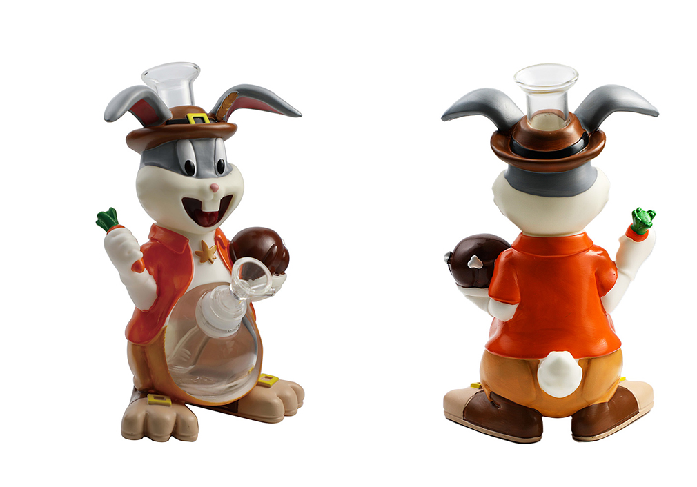 1010_706Cartoon Glass Smoking Bong Glass Bowl Smoking Thanksgiving Rabbit Water Pipe Tobacco Smoking Accessories H534