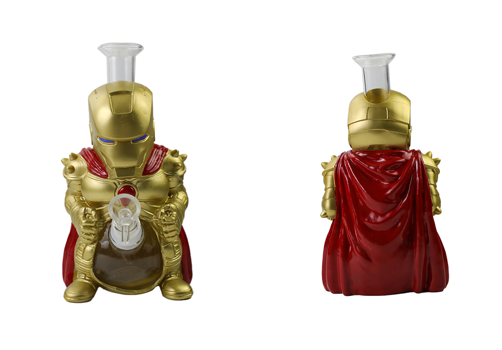 1010_706Cartoon Glass Smoking Bong Glass Bowl Iron Man Smoking Water Pipe Tobacco Smoking Accessories H545